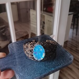 Vintage Saphire Opal Inspired Gemstone Bracelete Cuff